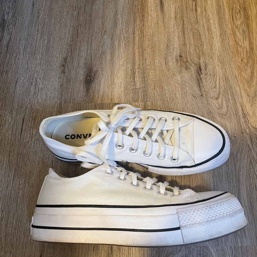 White Platform Low Top Converse